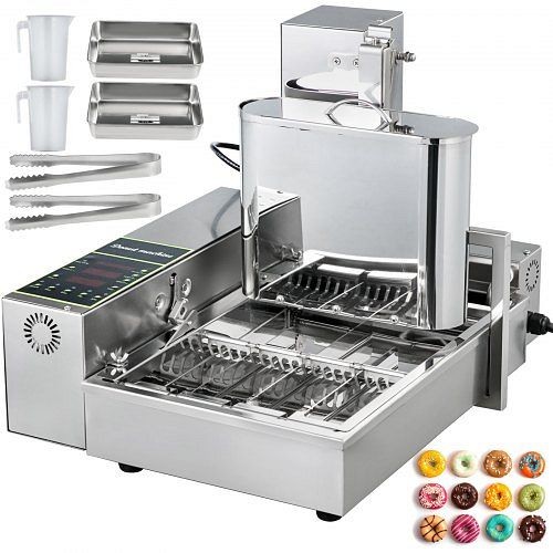 VEVOR 110V Commercial Automatic Donut Making Machine, 4 Rows Auto Doughnut Maker with 5.5L Hopper, Adjustable Thickness Fryer, QZDTTQJ4P00000001V1