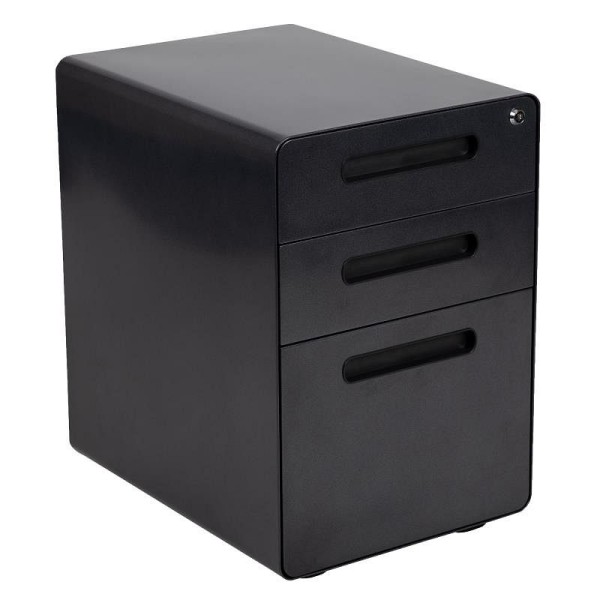 Flash Furniture Wren Ergonomic 3-Drawer Mobile Locking Filing Cabinet, Anti-Tilt Mechanism, Hanging Drawer for Legal/Letter Files, Black, HZ-AP535-01-BK-GG