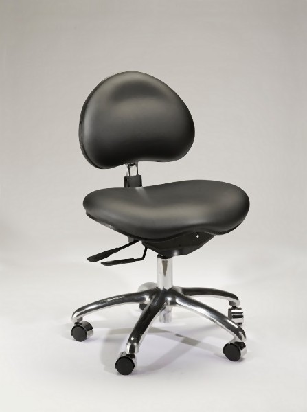 GK Chairs Cleanroom/ESD Task Desk Height Healthcare Chair, Black ESD Vinyl without Arms, CE2245AT-MK-V902-A23P-NR-07-P