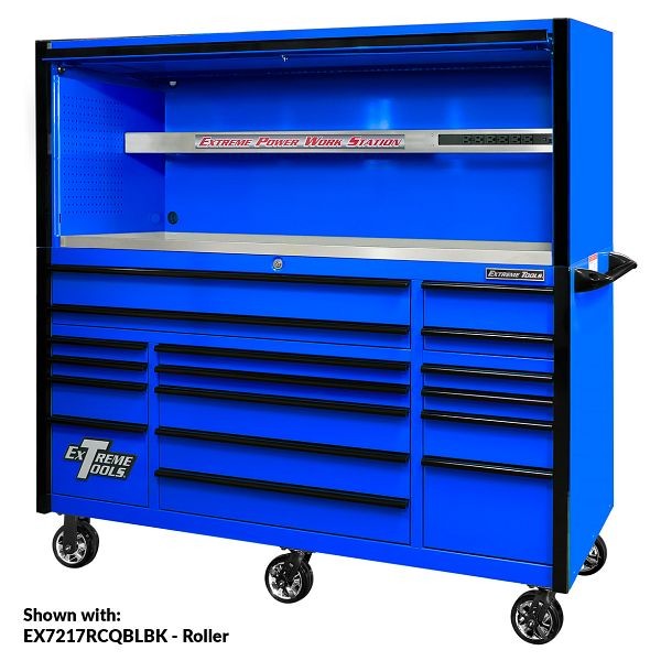 Extreme Tools EXQ Series 72"W x 30"D Professional Extreme Power Workstation Hutch Blue with Black Handle, EX7201HCQBLBK