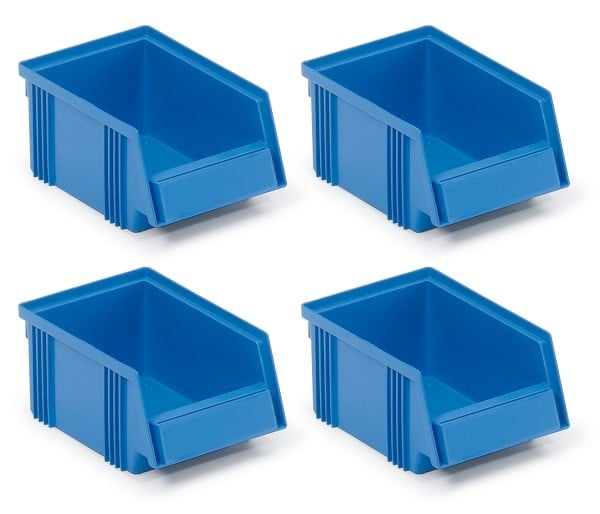Treston Set of 4 Stacking bins, blue (6.5” x 4.13” x 2.95”), SBS4-1015-6