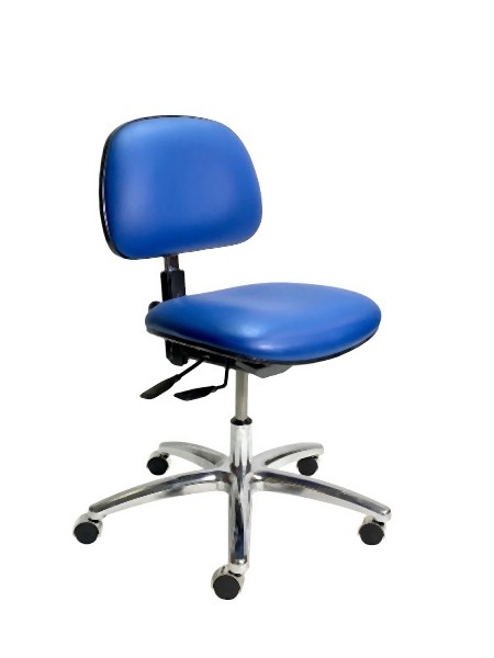 GK Chairs Cleanroom Task Desk Height 3 Series Chair, Blue Standard Vinyl without Arms, C345AT-AA-V523-A28P-NR-01-P
