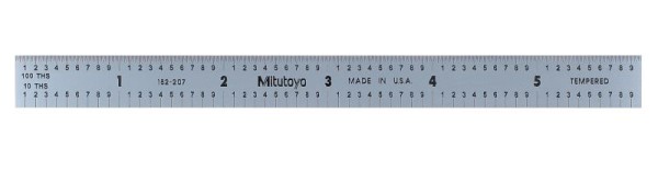 Mitutoyo Steel Rule, 6 Inx150mm, 1/2 In Wide, Flex, (1/10, 1/100, 1mm, 0.5mm), 182-207