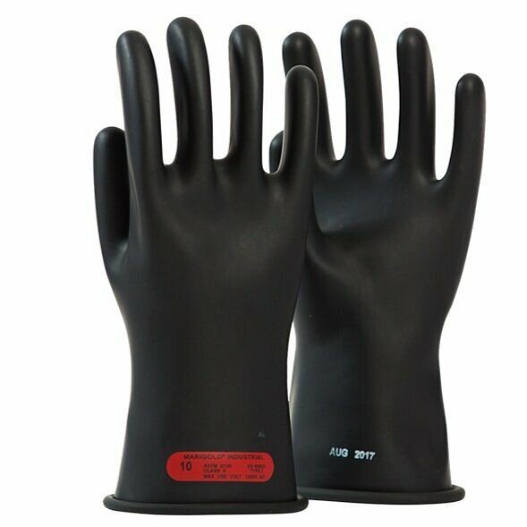 OEL CLASS 0 (1,000 Volts) Rubber Gloves, Length: 11", Sizes: 8, Color: Black, IRG011B8