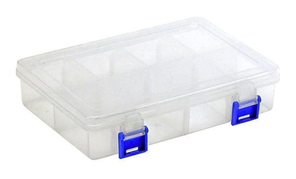 Quantum Storage Systems Compartment Storage Box, 7-3/4"L x 5-1/2"W x 1-3/4"H, includes 1 fixed & 6 removable dividers creating 2-8 compartments, QB400