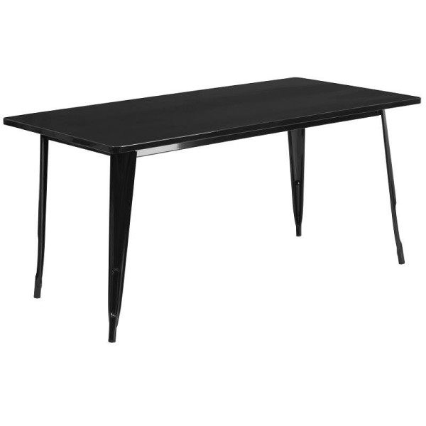 Flash Furniture Charis Commercial Grade 31.5" x 63" Rectangular Black Metal Indoor-Outdoor Table, ET-CT005-BK-GG