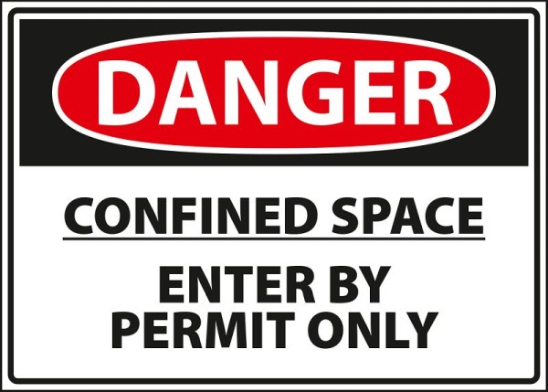 Marahrens Sign Danger - confined space entry by permit only, rigid plastic, Size: 10 x 7 inch, WA0011.010.21