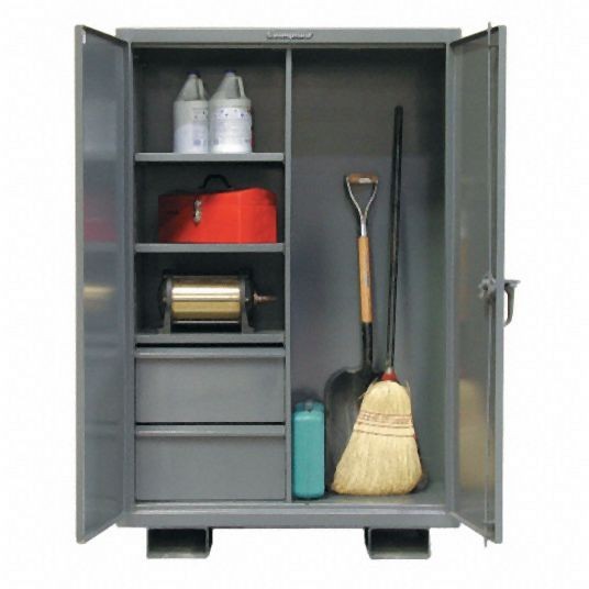 Strong Hold Heavy Duty Storage Cabinet, Dark Gray, 64 in H X 36 in W X 24 in D, Assembled, 35-BC-243-2DB-FLP
