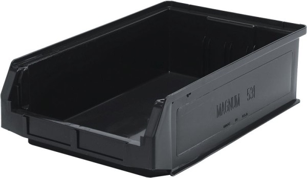 Quantum Storage Systems Magnum Bin, 19-3/4"L x 12-3/8"W x 5-7/8"H, 150 lbs. stack capacity, recycled polypropylene, black, QMS531BR