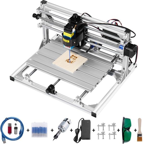 VEVOR CNC 3018 DIY 3 Axis Engraver Kit with 5500mw Laser Engraver Milling Machine, DKJ3Z3018DKJ5500MV1