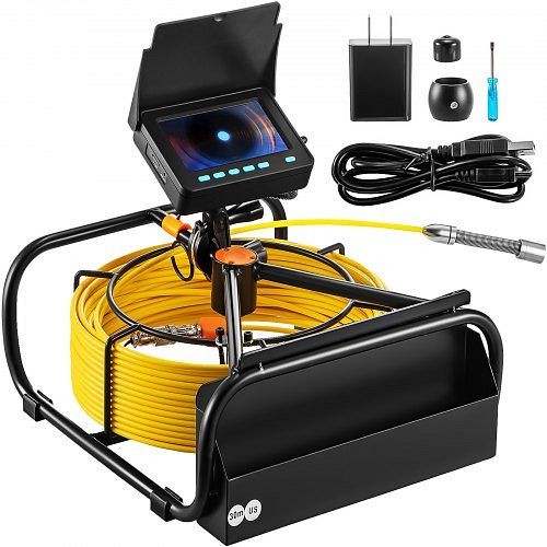 VEVOR Sewer Camera 98.4 ft Cable Pipeline Inspection Camera 4.3" Tft LCD Monitor Pipe Camera Screen, GDKSYCM-4.330C2R9V0