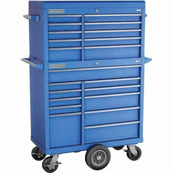 Champion Tool Storage FMPro 41"Wide, 20"Deep, 3600 lb, 21 Drawers Top Chest/Cabinet and Cart -Blue, FMP4121MC-BL