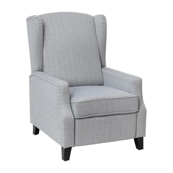 Flash Furniture Prescott Traditional Style Slim Push Back Recliner Chair-Wingback Recliner with Gray Polyester Fabric Upholstery, BO-BS7002-1-GY-GG