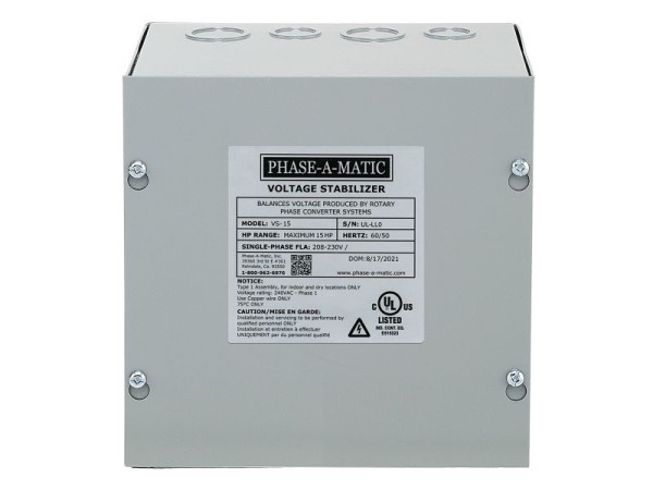 Phase-A-Matic 15 HP, 230V Voltage Stabilizer, UL Certified, VS-15