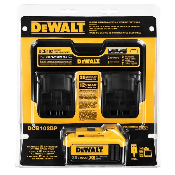DeWalt 20V Max Lithium-Ion Battery Pack and Charger, DCB102BP