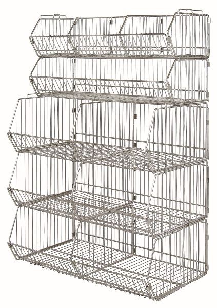 Quantum Storage Systems Stacking Basket System, stationary, 36x20x54", (2)1436BC, (3)203612BC, Chrome, WR5-36MSBA