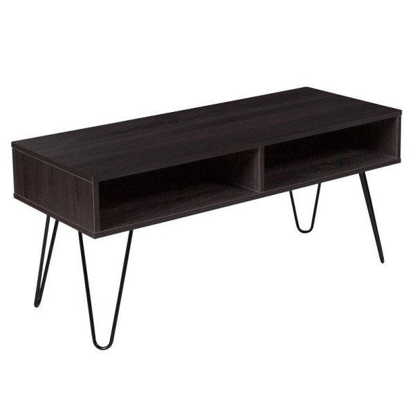 Flash Furniture Oak Park Collection Driftwood Wood Grain Finish TV Stand with Black Metal Legs, NAN-TS096-GG
