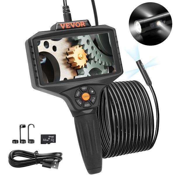 VEVOR Triple Lens Industrial Endoscope, 5" IPS Screen Borescope Inspection Camera with Lights, QXNKT35055000ENIOV0