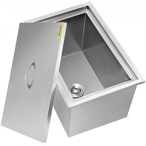 VEVOR Drop In Stainless Steel Ice Chest Bin with Lid & Drain, 52.8qt Drop-In Design, JG23X17X120000001V0