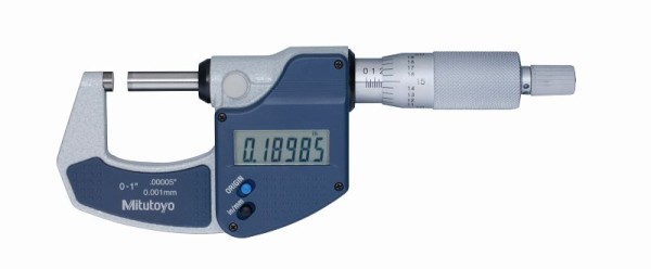 Mitutoyo Digimatic Micrometer, Lit, I/m 0-1 In, .00005 In, No Output, Ratchet Stop, 293-831-30