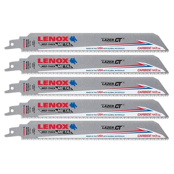 LENOX Reciprocating Saw Blade, 9" x 1" x 050" x 10 TPI, 5 Pack, LXAR9110CT