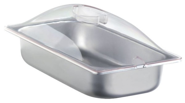 Cadco Third Size Stainless Pan with Clear Polycarbonate Lid, SPL-3P