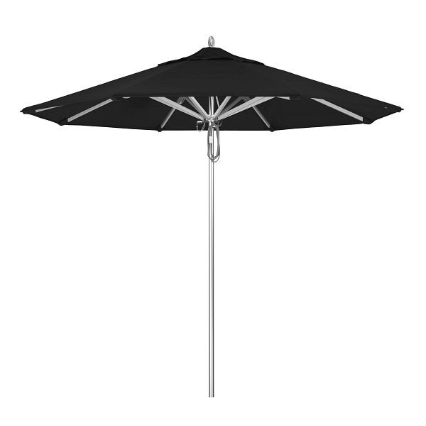 California Umbrella 9' Rodeo Series Patio Umbrella, Aluminum Ribs Deluxe Pulley Lift System, Sunbrella 1A Black Fabric, AAT908A002-5408