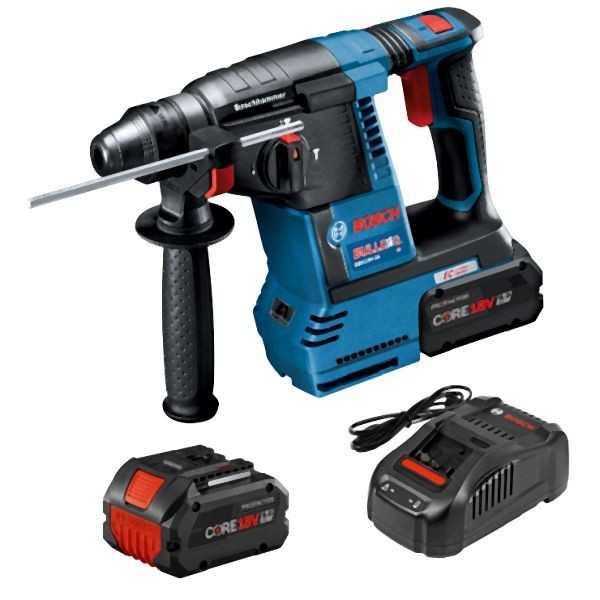 Bosch 18V Brushless SDS-plus® Bulldog™ 1 Inches Rotary Hammer Kit with (2) CORE18V 8.0 Ah PROFACTOR Performance Batteries, 061190901F