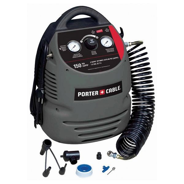PORTER CABLE 1.5 Gallon, 150 PSI, Oil-Free Fully Shrouded Compressor, CMB15