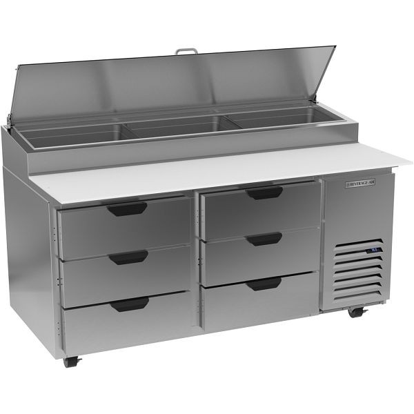 Beverage-Air Deli/Pizza Prep Table with Six Drawers, Exterior Dimensions: WxDxH: 67" X 37" X 53", DPD67HC-6