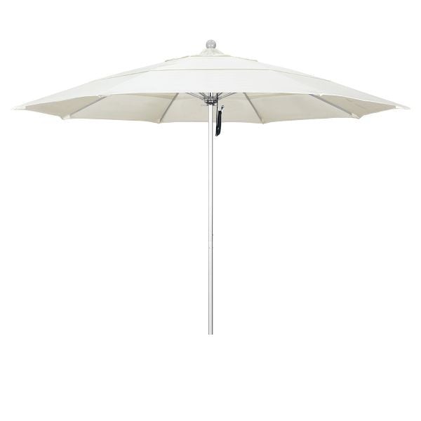 California Umbrella 11' Venture Series Patio Umbrella, Silver Anodized Aluminum Pole, Pulley Lift, Sunbrella 1A Canvas Fabric, ALTO118002-5453-DWV