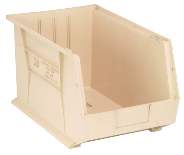 Quantum Storage Systems Bin, stacking or hanging, 11"W x 18"D x 10"H, polypropylene, ivory, QUS260IV