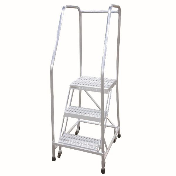 Cotterman 3 Step Aluminum Rolling Ladder/Unagrip Serrated Tread, 30 Inch Overall Height, 16 Inch Step Width, 350 LBS Capacity, 3530226