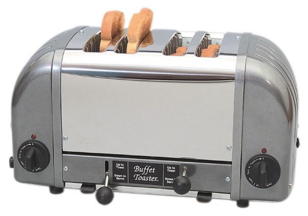 Cadco Buffet 4-Slot Toaster, Metallic grey, CBF-4M