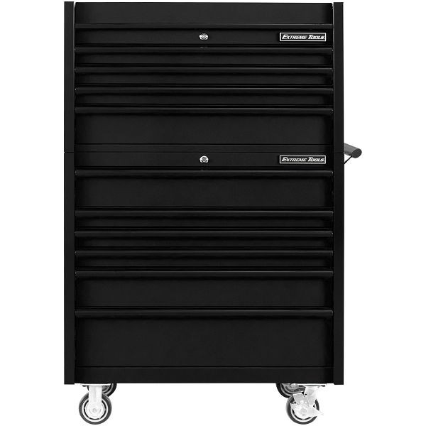 Extreme Tools DX Series 41"Wx25"D 4 Drawer Top Chest & 6 Drawer Roller Cabinet Combo - Matte Black with Black Trim, DX4110CRMK