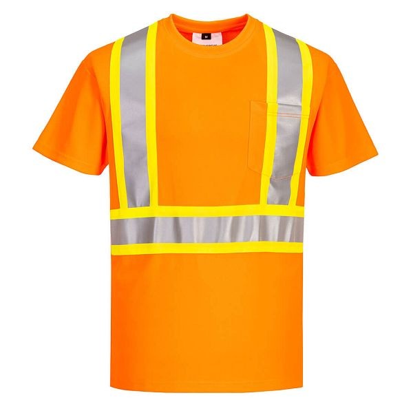 Portwest X-Back Contrast Tape Short Sleeve T-shirt, Orange, 4XL, CA110ORR4XL
