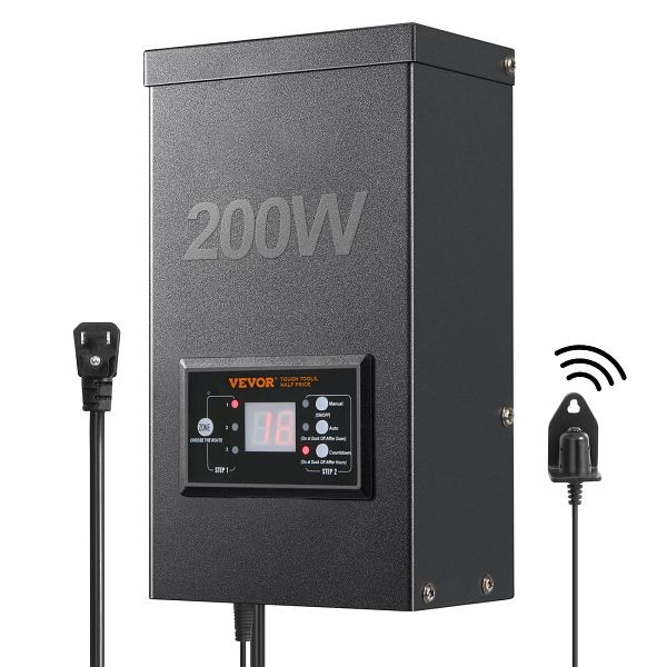 VEVOR 200W Low Voltage Landscape Transformer with Timer and Photocell Sensor, Waterproof Landscape Lighting Transformer, JG200W12VAC33N2XQV1
