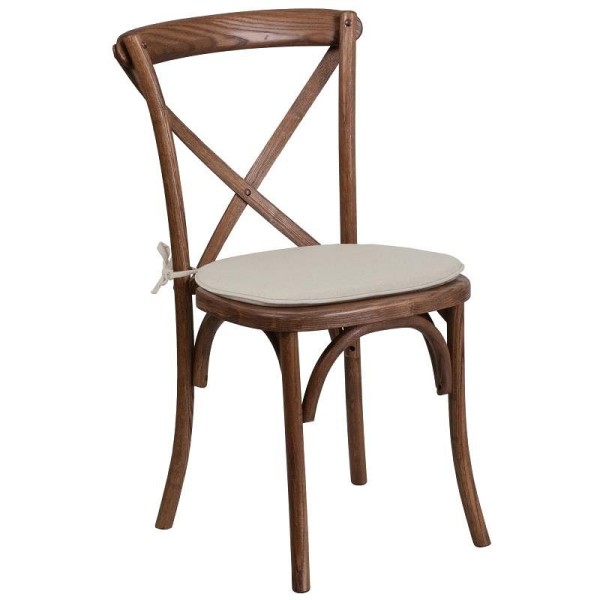 Flash Furniture HERCULES Series Stackable Pecan Wood Cross Back Chair with Cushion, XU-X-PEC-NTC-GG