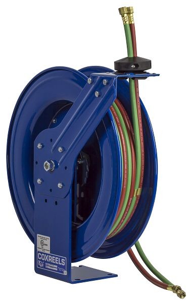 Coxreels Dual Hose Spring Rewind Hose Reel with "T" grade hose: 1/4" Inner Diameter, 50' hose, 200 PSI, SHW Series, SHWT-N-150