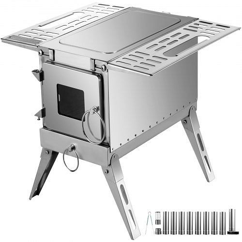 VEVOR Outdoor Wood Stove Ss304 Portable Camping with Pipe for Vented Tent Cooking, ZPQNLYL-100000001V0