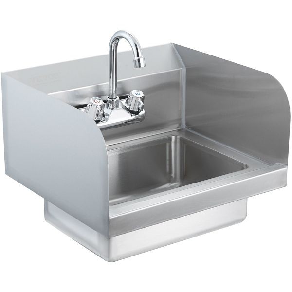 VEVOR Commercial Hand Sink with Faucet and Side Splash, NSF Stainless Steel Sink for Washing, Small Hand Washing Sink, SYXSPYDSB14104S2GV0