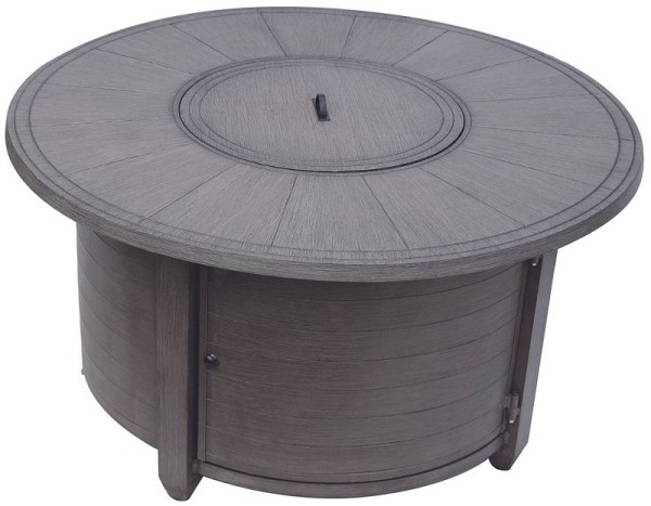 AZ Patio Heaters Cast Aluminum Round Fire Pit in Brushed Wood Finish, FS-2017-FPT