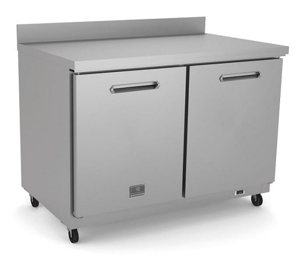 Kelvinator Commercial 2-door undercounter refrigerator with worktop, 60", R600a refrigerant gas, 33/+41°F, stainless steel, 738301