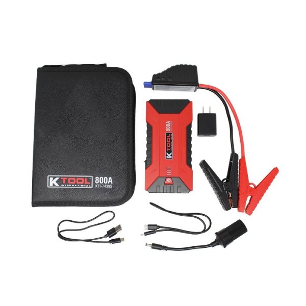 K Tool International Compact Jump Starter 800 amp, 12-volt, 12,000mAh, KTI74395