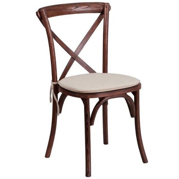 Flash Furniture HERCULES Series Stackable Mahogany Wood Cross Back Chair with Cushion, XU-X-MAH-NTC-GG