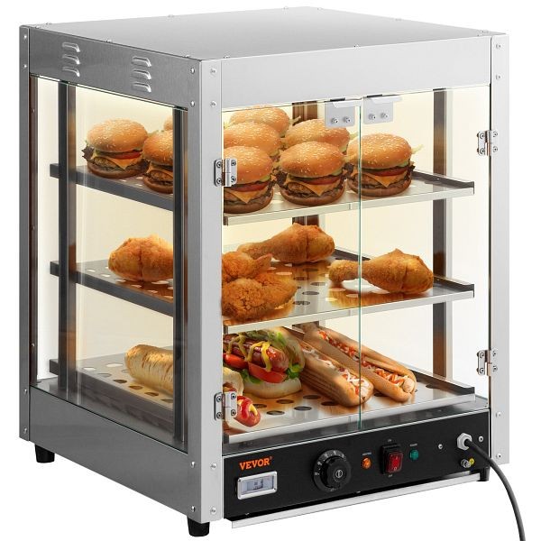 VEVOR 3-Tier Commercial Food Warmer Countertop, Thickness of Glass 4 mm, SPBWJCYBXGGHBUG51V1