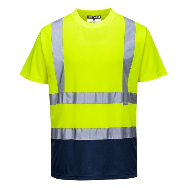 Portwest Two-Tone T-Shirt, Yellow/Navy, 4XL, S378YNR4XL