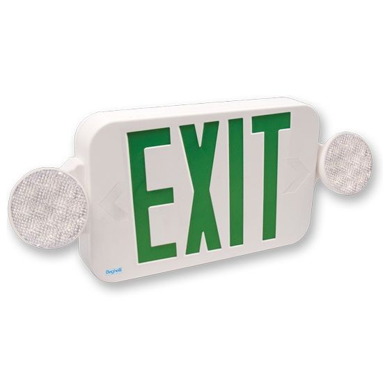 Beghelli PCH Combo Emergency Light and Exit Sign, Green, 101100215