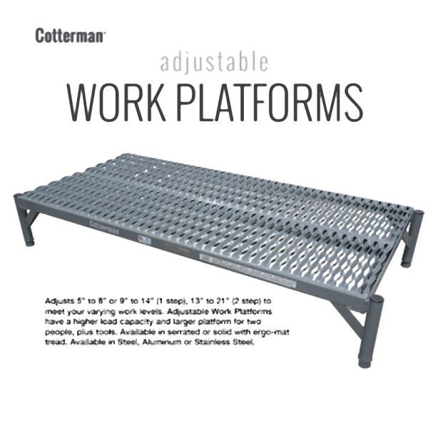 Cotterman 6" - 9" Adjustable Work Platform, 24 Inch Step Width, 72 Inch Top Step Depth, C0550227-17