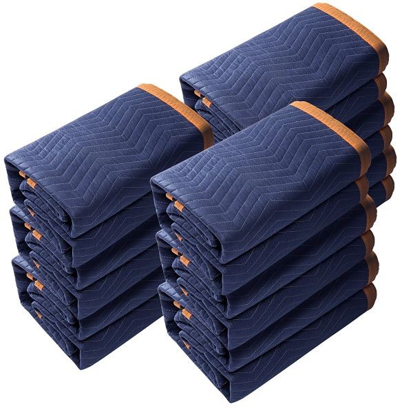 VEVOR Moving Blankets, 65 lbs/dz Weight, Blue/Orange, Pack of 12, DCBYT80X72IN5J3EWV0